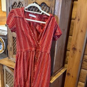 Christy Dawn Red Patterned Midi Dress